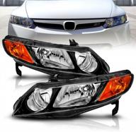 2006-2011 honda civic sedan 4 door/hybrid amerilite jdm black headlight replacement - driver & passenger side logo