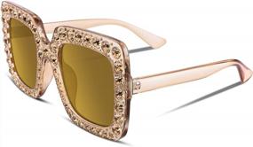 img 4 attached to Shine Bright With FEISEDY Women'S Oversized Crystal Sunglasses - Square Frame B2283
