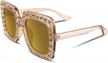 shine bright with feisedy women's oversized crystal sunglasses - square frame b2283 logo