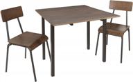 промышленный обеденный набор из 3 предметов: стол и стулья silverwood owen, 36 x 36 x 30 дюймов, коричневый логотип