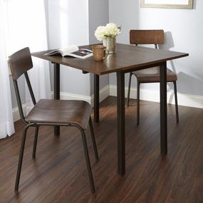 img 1 attached to Промышленный обеденный набор из 3 предметов: стол и стулья Silverwood Owen, 36 x 36 x 30 дюймов, коричневый