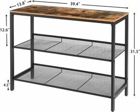 img 2 attached to Industrial Console Table With 2 Adjustable Shelves - Rustic Brown And Black BF01XG01 By HOOBRO
