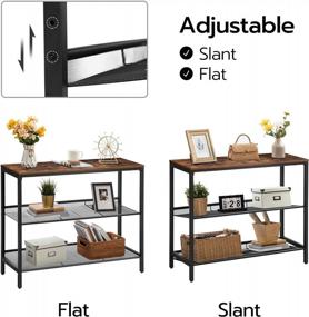 img 1 attached to Industrial Console Table With 2 Adjustable Shelves - Rustic Brown And Black BF01XG01 By HOOBRO