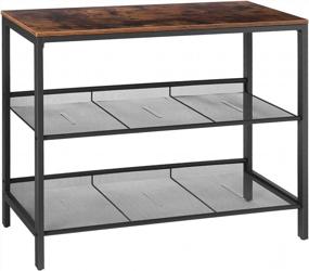 img 4 attached to Industrial Console Table With 2 Adjustable Shelves - Rustic Brown And Black BF01XG01 By HOOBRO