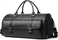 travel in style with 2-in-1 pu leather garment duffle bag: perfect for men, with shoe compartment - ideal christmas & thanksgiving gift logo