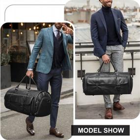 img 3 attached to Travel In Style With 2-In-1 PU Leather Garment Duffle Bag: Perfect For Men, With Shoe Compartment - Ideal Christmas & Thanksgiving Gift