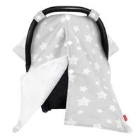 grey star print baby carseat canopy with warm minky opening cover, nursing scarf included for newborns logo