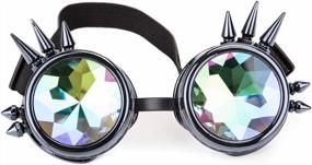 img 2 attached to Steampunk Spiked Goggles Kaleidoscope Rave With Crystal Glass Lens - Focussexy