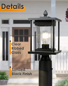 img 3 attached to Osimir Outdoor Post Lantern, 2 Pack Modern Outdoor Post Light Fixtures With Pier Mount Base, Sanded Black Finish Seeded Glass, 6.5" W X 16" H, 8598/1G-2PK