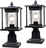 osimir outdoor post lantern, 2 упаковки современных наружных светильников с основанием для крепления на пирс, шлифованное черное стекло с засеянными элементами, 6,5 "wx 16 " h, 8598 / 1g-2pk логотип