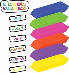 img 1 attached to Upgrade Your Stationery Game With Neliblu'S 6 Pack Premium Neon Chiseled Pencil Erasers