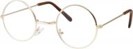 grinderpunch children's round circle frame clear lens glasses for costumes (ages 3-10) - non-prescription, gold logo