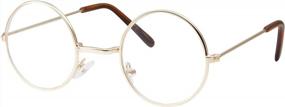 img 4 attached to GrinderPUNCH Children'S Round Circle Frame Clear Lens Glasses For Costumes (Ages 3-10) - Non-Prescription, Gold