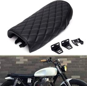 img 3 attached to Black Universal Motorcycle Retro Diamond Flat Brat Style Cafe Racer Seat for Honda CB CL Retro Yamaha SR XJ Suzuki GS