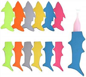 img 4 attached to 12 Pack Ice Pop Holders Сумки-держатели для фруктового мороженого Shark Ice Pop Sleeves Freezer Pop Holders Bags (Colorful-Shark)
