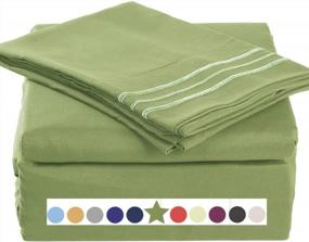 img 4 attached to Get A Luxurious Night'S Sleep With TEKAMON Premium 3-Piece Bed Sheet Set In 1800TC Microfiber Polyester - Super Soft, Warm, And Breathable - Available In Twin Green Size With Extra Deep Pockets.