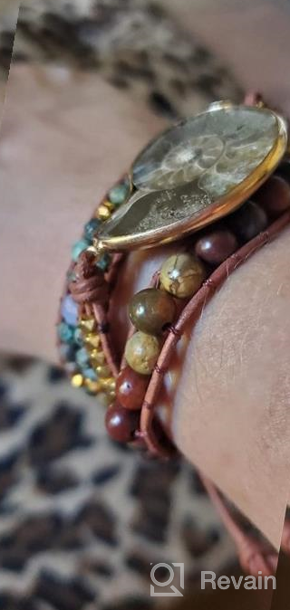 img 1 attached to YGLINE Boho Handmade Leather Tube 🌟 Crystal Stone Bracelet: Striking Style for Women review by Dan Worku