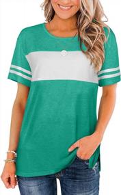 img 4 attached to Summer Color Block Tees For Women - Loose Fit Short Sleeve Shirts From JomeDesign