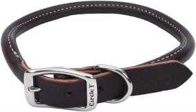 img 1 attached to 🐶 Coastal - Circle T - Latigo Leather Round Dog Collar: Durable, Stylish, 3/4" x 20''