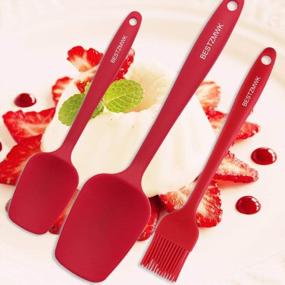 img 1 attached to LETANG Silicone Spatula,Spatulas Silicone Heat Resistant,7 Mini Rubber Spatula Set - Cooking Spatulas For Nonstick Cookware,Baking Kitchen Spatula Set,One Piece Design Spoon (Red)