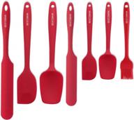 letang silicone spatula,spatulas silicone heat resistant,7 mini rubber spatula set - cooking spatulas for nonstick cookware,baking kitchen spatula set,one piece design spoon (red) logo