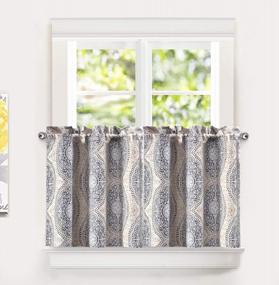 img 3 attached to Adrianne Thermal And Room Darkening Kitchen Tier Window Treatment Set - 2 Pieces (30"X24" + 2" Header) In Beige And Gray By DriftAway