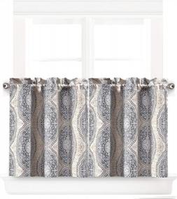 img 4 attached to Adrianne Thermal And Room Darkening Kitchen Tier Window Treatment Set - 2 Pieces (30"X24" + 2" Header) In Beige And Gray By DriftAway