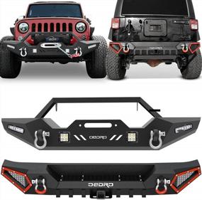 img 4 attached to Complete Bumper Package For 2007-2018 Jeep Wrangler JK & JKU Unlimited: OEDRO Front & Rear Bumper Combo With Hitch Receiver & D-Rings