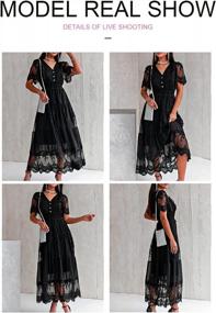 img 1 attached to Boho Chic: Bdcoco Women'S Floral Lace Maxi Dress With Casual Short Sleeves And V-Neck Button Detail