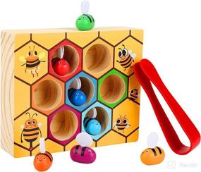 img 4 attached to 🐝 Kunmark Bee Hive Preschool Wooden Toy for Toddlers - Early Montessori Educational Game to Enhance Motor Skills and Cognitive Development in Babies