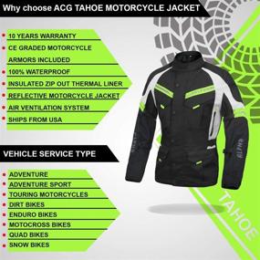 img 2 attached to ACG ADVENTURE MOTORCYCLE JACKET MEN FOR TOURING CE ARMOR WATERPROOF ALL SEASON BIKER RIDING (BLACK/HI VIS GREEN