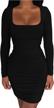 kaximil women's bodycon mini club dress with ruched detailing and long sleeves - stylish and versatile casual dress for any occasion logo