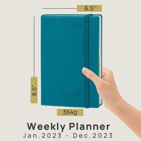 img 3 attached to 2023 Planner Weekly & Monthly 6.5" X 8.5", Agenda With Hourly Time Slots, Expense Tracker & Notes, Inner Pocket, Vegan Leather Soft Cover - POPRUN Pacific Green