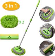 🚗 carcarez 3 in 1 microfiber car wash brush mop: long handle, window squeegee, scrubber sponge logo