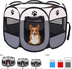 img 3 attached to 🐾 Mile High Life Portable Cat Dog Crate: Foldable Tent with Water-Resistant Shade Cover - Ideal Travel Crate for Dogs, Cats, and Rabbits