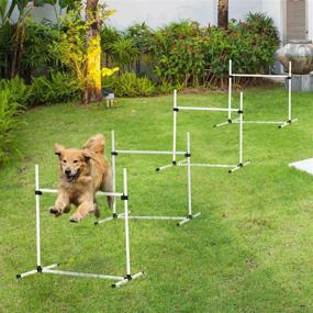 img 3 attached to 🐾 Enhance Your Dog's Agility with PawHut 4 Piece Adjustable Jump Bar Training Set - Includes Carrying Case!