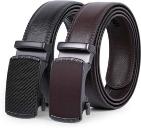 img 4 attached to 👔 Men's Belt Accessories: Sliding Adjustable Comfort Leather Ratchet Belts