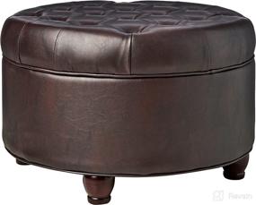 img 4 attached to Homepop Leather Tufted Storage Ottoman