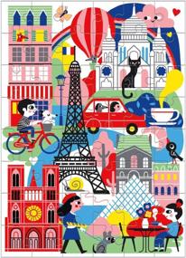 img 3 attached to Mudpuppy Paris Mini Puzzle, 48 Pieces, 8” X 5.75” – Perfect Family Puzzle For Ages 4+ – Features A Colorful Illustration Of Iconic Paris Landmarks