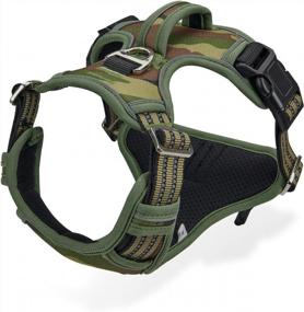 img 4 attached to Adjustable Reflective Dog Harness For Large Breeds - No Pull With Handle, 2 Leash Clips, And Padded Camo Vest For Easy Control And Visibility