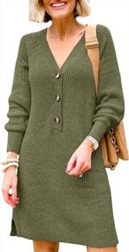 img 4 attached to Women'S Oversized V-Neck Sweater Dress - Long Sleeve Button Down Ribbed Knit Winter Dresses