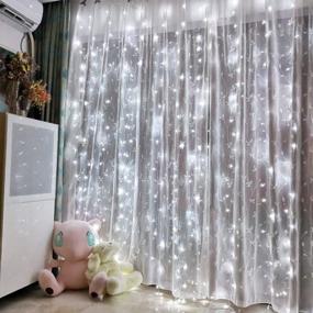 img 4 attached to White LED Curtain Lights With 300 LEDs, 8 Modes, USB & Remote - Perfect For Home Decor, Weddings, Parties, Halloween & Christmas Wall Or Window Decorations In The Bedroom Or Living Room.