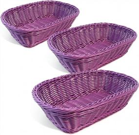 img 3 attached to Colorbasket Hand Woven Waterproof Rectangular Basket, Royal Purple