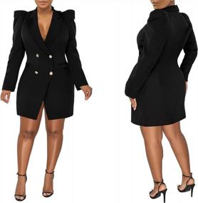 img 2 attached to Upgrade Your Work Wardrobe With Women'S Professional Blazers: Lapel Neck, Double Breasted, Long Sleeve Jacket Dress In S-XXL Sizes