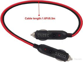 img 1 attached to 🔌 Cuzec Heavy-Duty 15 Amp 1.6ft / 0.5m 16 AWG Male to Male Cigarette Lighter Plug Charger Cord with LED Indicator and 15 Amp Fuse Protection on Both Plugs (CU10130B)