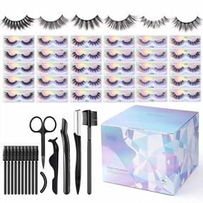 img 4 attached to MAGEFY 30 Pairs Faux Mink Eyelashes (6 Styles, 16Mm-20Mm) - Natural To Dramatic Fluffy Reusable Fake Lashes With Eyebrow Grooming Kit