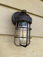img 1 attached to Oil Rubbed Bronze Outdoor Wall Light - Emliviar Farmhouse Porch Lantern With Clear Tempered Glass review by Matt Sirmons