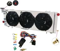 🔥 ozcoolingparts pro 3-row core aluminum radiator kit with 3 x 9" fans, shroud, and thermostat/relay wire set - compatible with 1984-2001 jeep cherokee xj/jeep comanche 85-00 логотип