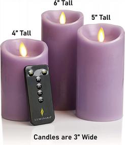 img 2 attached to Set Of 3 Luminara Realistic Artificial Moving Flame LED Battery Operated Pillar Candles - Remote Included - Wisteria Design (3" X 4", 3" X 5", 3" X 6")