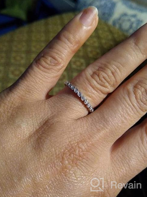 img 1 attached to 925 Sterling Silver Cubic Zirconia CZ Wedding Band Stackable Ring in Size 4-12 by Boruo review by John Espindola